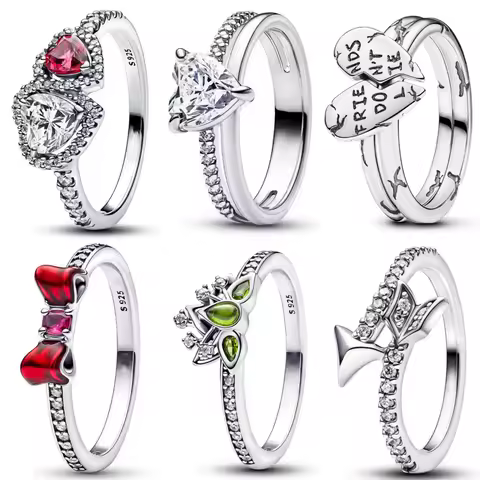 Hot Sale 925 Silver Rings Love Arrow Bow Lotus Heart For Mother Original Silver 925 Wedding Valentine's Day Ring Trinkets