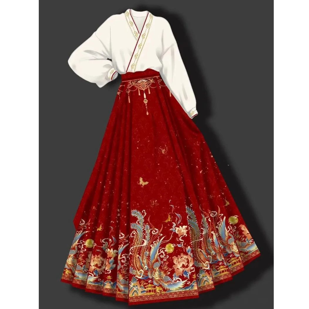 

Новый женский костюм в китайском стиле 2025 года, новая улучшенная рубашка ханьфу, юбка с конским лицом в китайском стиле, комплект из двух предметов