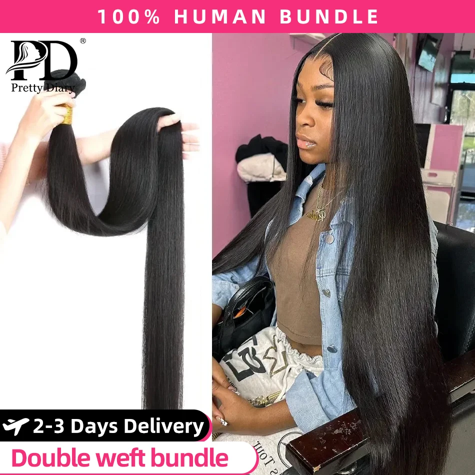 30 40 Inch Bone Straight Human Hair Weave Bundle 2 3 4 Bundles Raw Virgin Remy Indian Doule Drawn Wholesale Natural