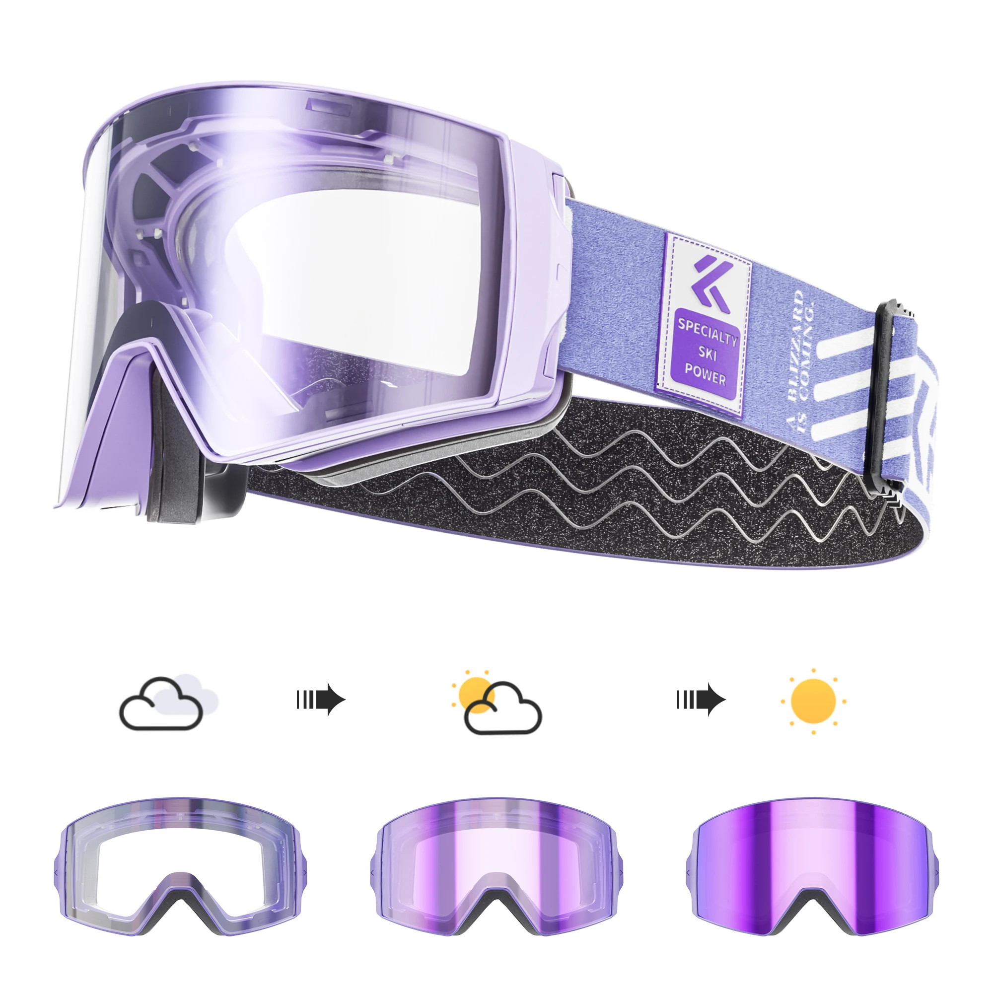 KAPVOE Outdoor Photochromic Ski Goggles Winter Snow Sports for