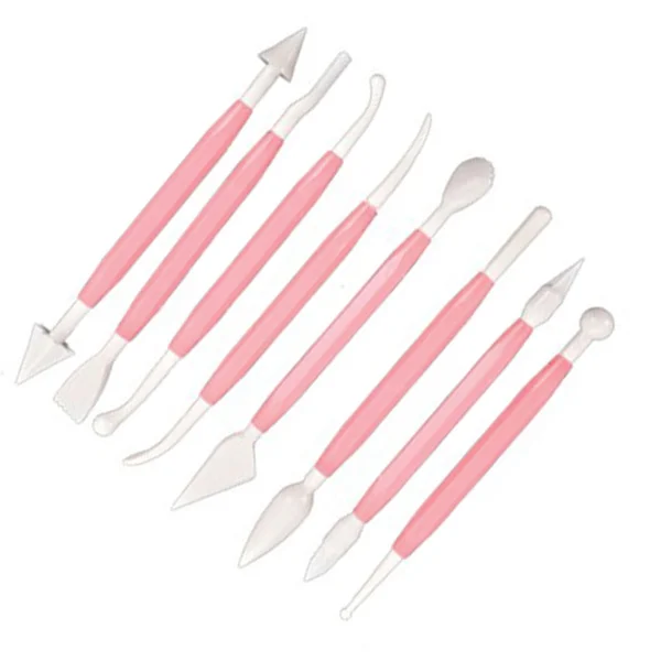 Set di strumenti per decorare torte a doppia estremità Kit di modellazione per zucchero in PVC per uso alimentare per scolpire modelli di fiori di conchiglia