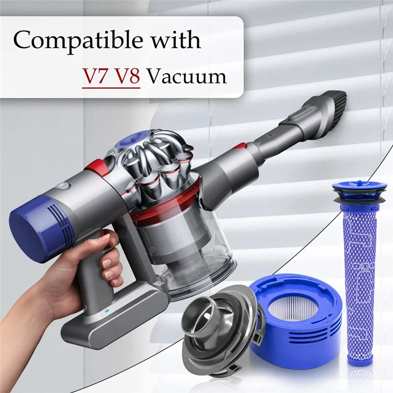 طقم غطاء المحرك الخلفي ومرشحات لملحقات استبدال المكنسة الكهربائية المطلقة/الحيوانية Dyson V7 V8 965661 -01 & 967478 -01