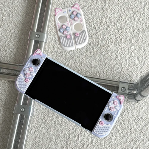 Imagen 2 del producto Funda protectora dura microesmerilada para Nintendo Switch / OLED / Switch 2 - Funda protectora con agarre de silicona, funda Joycon con oreja de gato