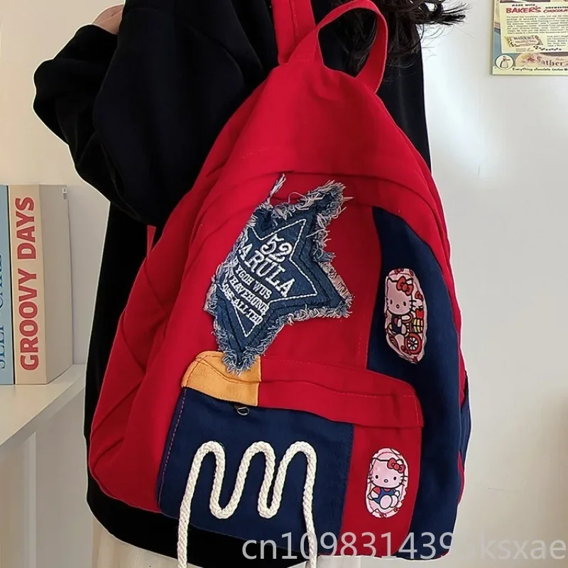 

Saniro Large Capacity Hello Kitty Backpack for Women Girl Student School Bag Fashion Trend Luxury Designer Bag