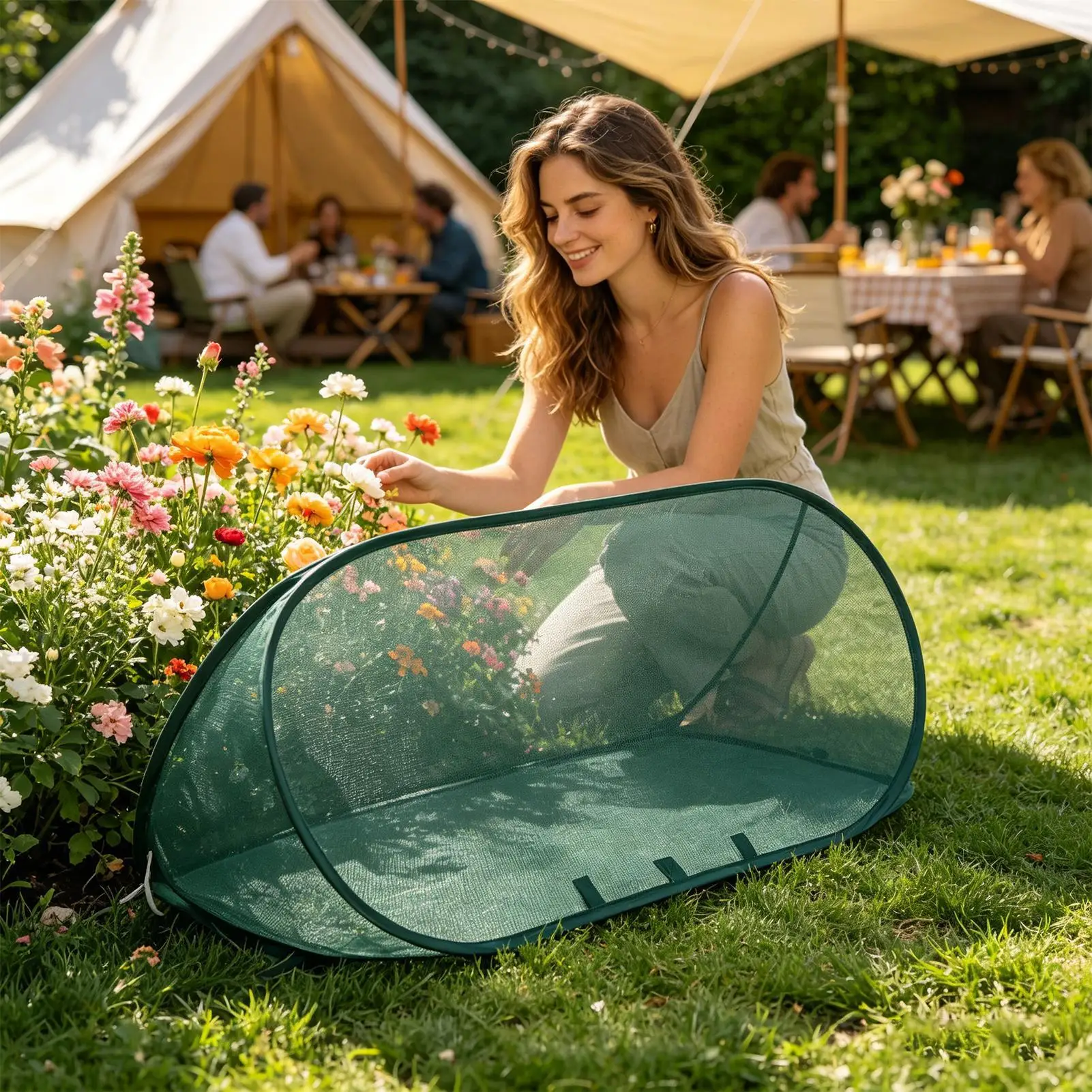 PopUp Garden Netting Plant Cover Protector Outdoor Plant Cover For Horticultural Ridgesd Cultivation Elevated Flower Beds