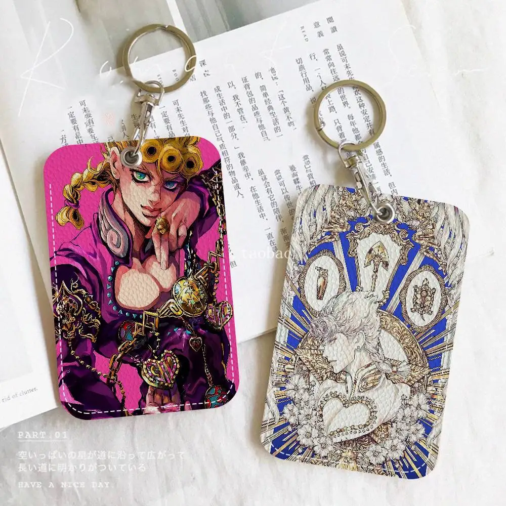 JoJos Bizarre Adventure Anime PU Soft Leather Rectangular Key Card Holder Induction Elevator Protection Cover Youth Faion Accory