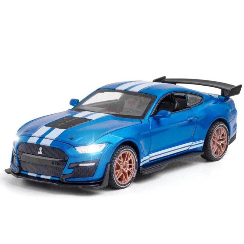 1:32 Ford Mustang Shelby GT500 Simulation Alloy Diecast Model Sports Car Sound And Light Model Toy Car Boy Birthday Gift A193