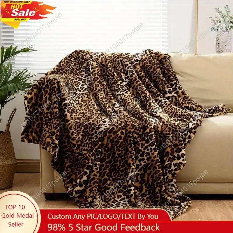 

Cozy Leopard Print Fleece Flannel Throw Blanket - Super Soft Lightweight Double-Sided Cheetah Design for Bed Custom blankets
