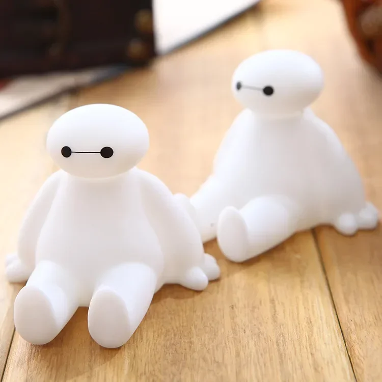 Disney Baymax Mobile Phone Holder Lazy Stand Table Desk Night Light Glowing Cartoon Anime Figure Big Hero 6 Dolls Model Holders