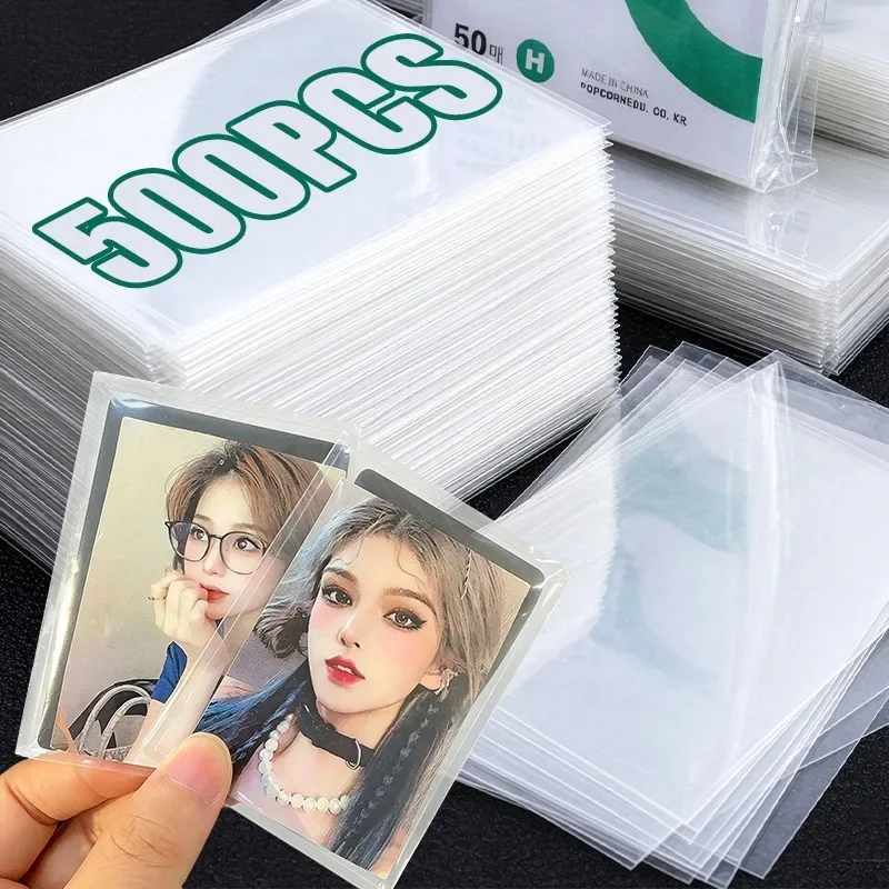 Premium Opening Clear Card Sleeves Sturdy Transparent Photocard Holder Kpop Idol  Protector Film Plastic Trading Card Sleeve