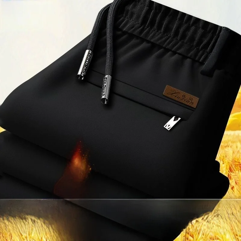 

Men's Fce Lined Straight Leg Sports Pants Casual Wear for Autumn Winter Busin Versatile Outerwear Polyester Fiber