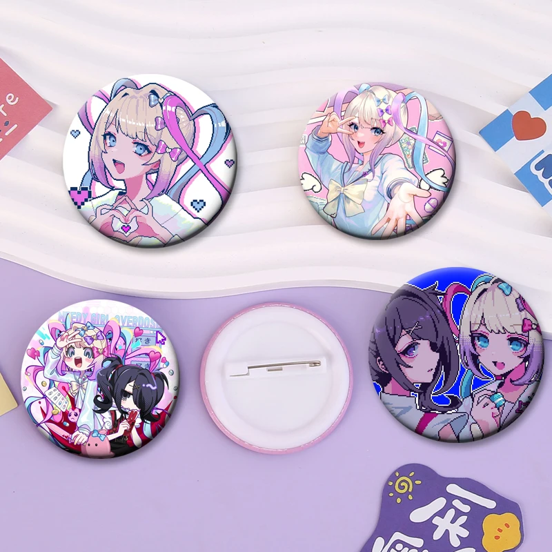 Anime Needy Girl Overdose Badge Pixelation KAngel Ame Chan Gothic Lolita Brooches Cute Cartoon Button Pins Exquisite Decor Gifts