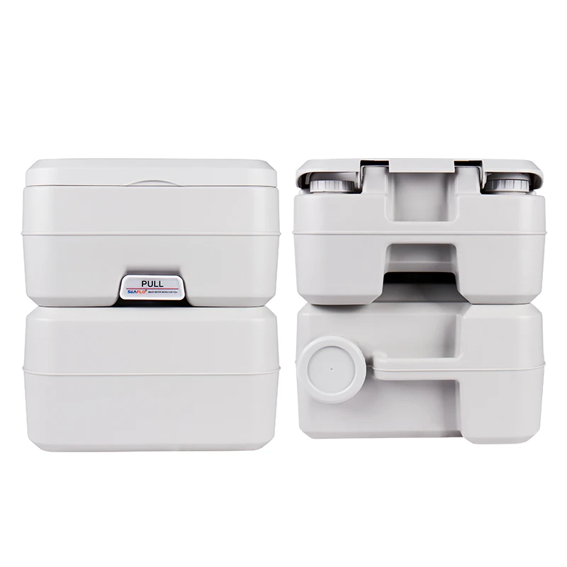 SEAFLO OEM Portable Toilet Compact Indoor Outdoor For Camping RV Boat More Piston Pump Flush 5.3 Gallon Waste Tank