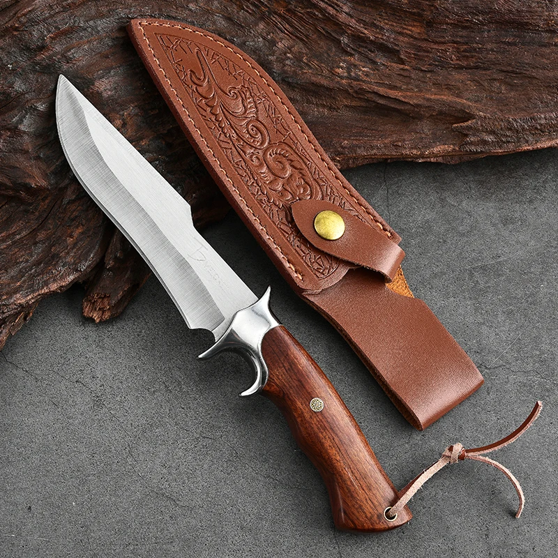 Outdoor Knife Portable High Hardness Fruit Knife Camping Mountaineering Knife Straight Knife Multi-Function Knife