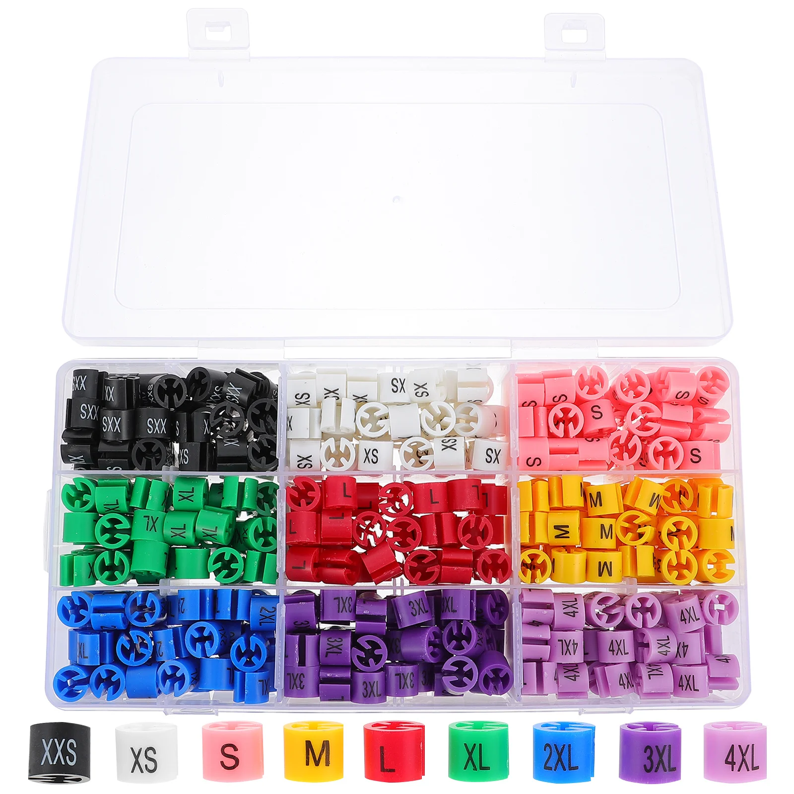 

450Pcs Color Coding Size Markers Plastic Clothes Hanger Tags Clear Number Clips for Garment Sorting Hanger Size Markers