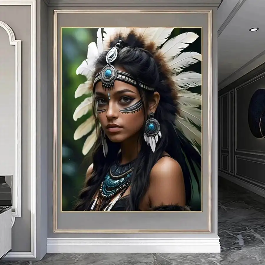 FULLCANG 5D Diy Diamond Painting New Collection Tribal Black Woman Full Rhinestone Drill Mosaic Embroidery Girl Picture FG2153