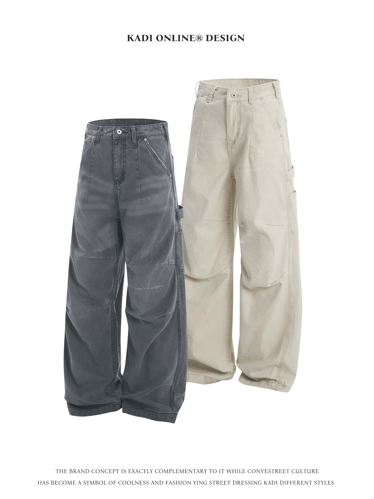 

KADI американские ретро уличные складные рабочие брюки свободные уличные универсальные крутые повседневные брюки для мужчин и женщин