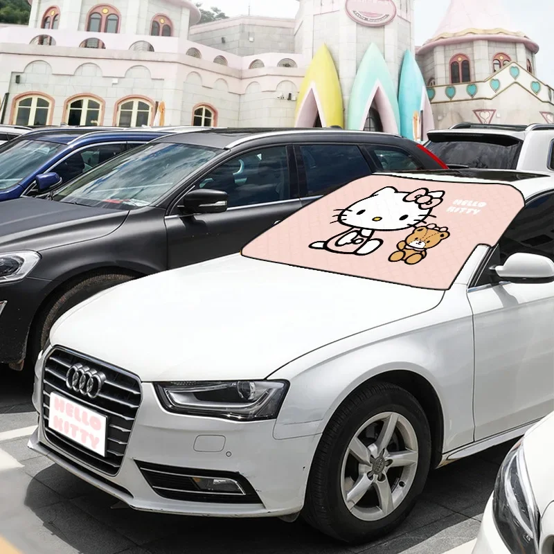 

Sanrio Kawaii Hello Kitty Car Snow Shield Front Windshield Snowproof Cover Anime Cartoon Sun Protection Heat Insulation Sunshade