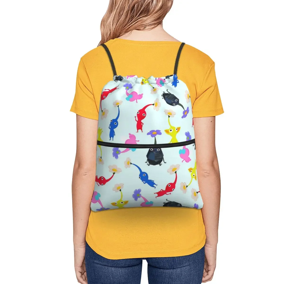 Zaini portatili Pikmin borsa con coulisse borsa multifunzione con coulisse e tasca per scarpe da viaggio Sport uomo donna