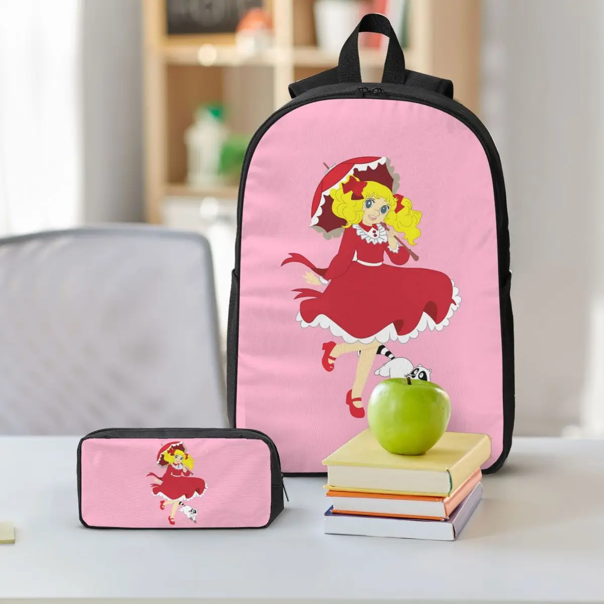 Candy Candy Anime Manga Backpack Student Boys Girls BookBag School Bag Laptop Shoulder Bags 3ps Insulated Lunch Bag Pencil Case