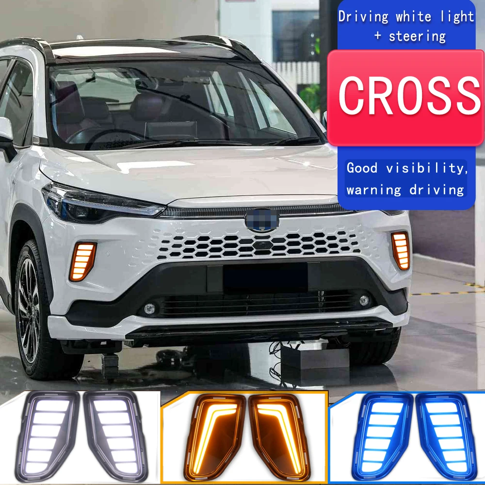 

2 шт. автомобильные DRL для Toyota Corolla Cross 2024 2025 светодиодные дневные ходовые огни дневного света указатель поворота Стайлинг автомобиля противотуманные фары