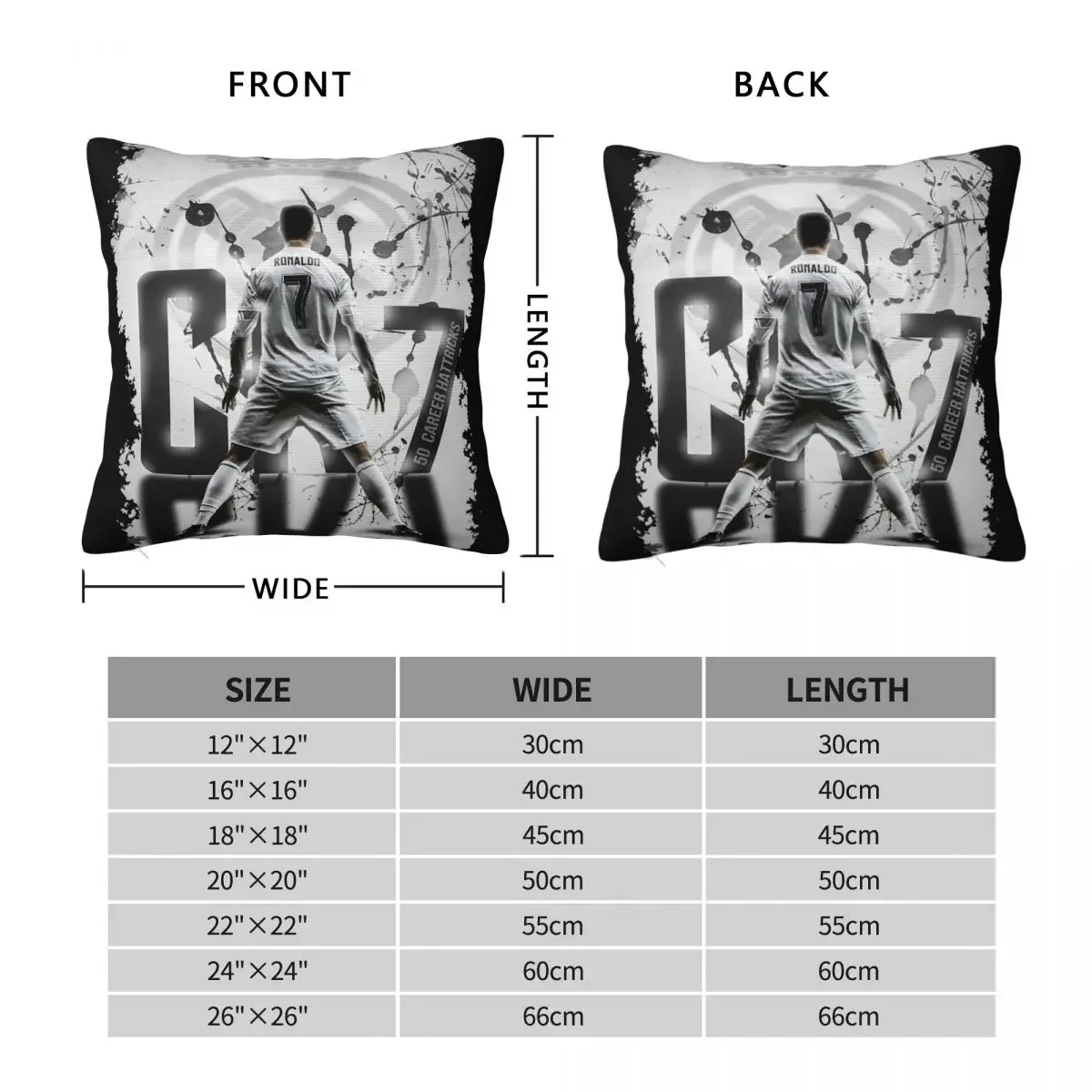 CR7 Ronaldo Soccer Legend Pillowcase Double-sided Printing Cushion Cover Decoration Pillow Case Cover Home Zipper 40*40cm