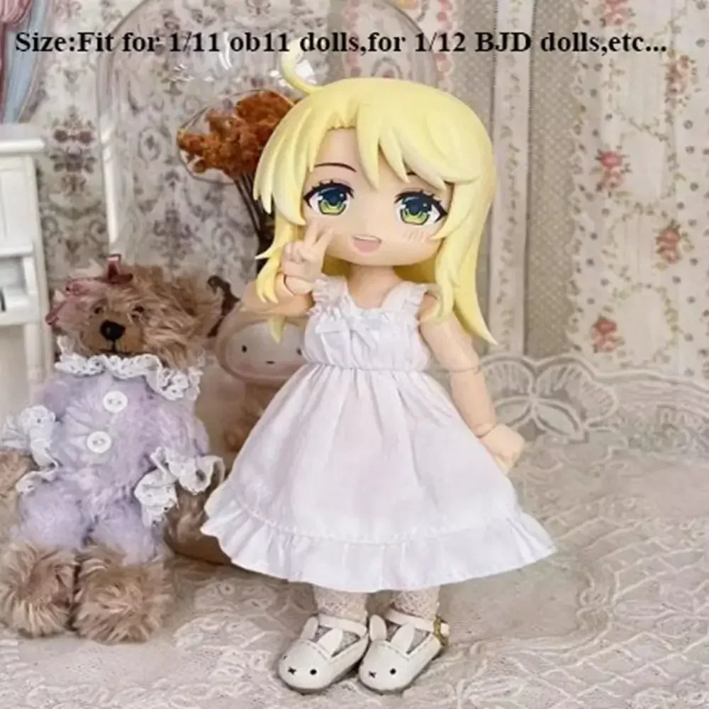 Saia dupla camada de cor sólida feita à mão para boneca 1/11 ob11, vestido de noite, vestidos de boneca da moda para boneca bjd 1/12, acessório diy