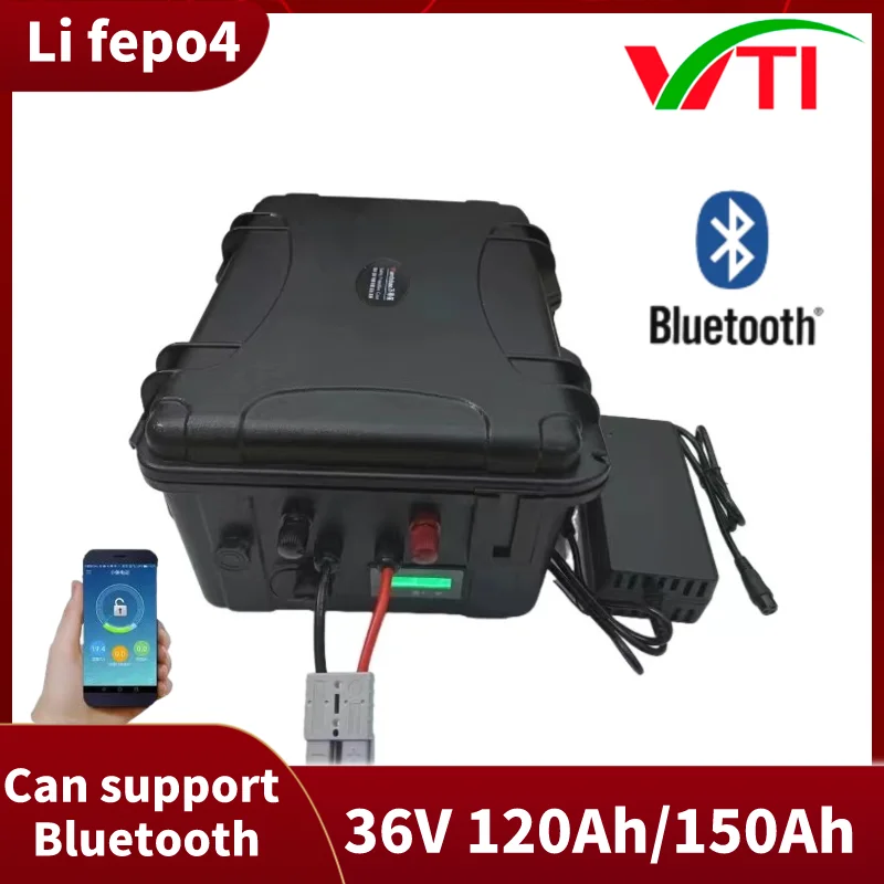 

whatproof 36V 150AH lifepo4 36v 120Ah lifepo4 lithium chargeable battery for 3000w 5kw go cart bike scooter boat +10A Charger