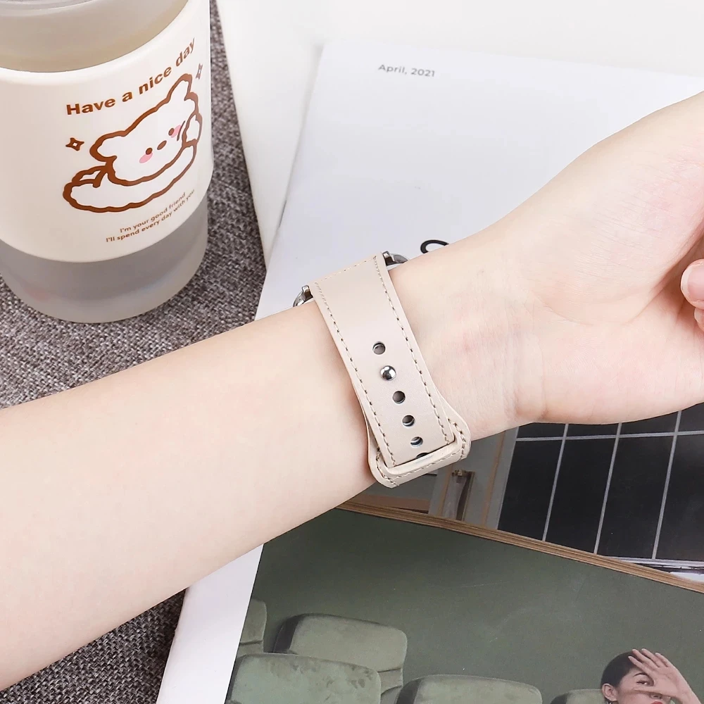 Dây Da Cho Dây Đồng Hồ Cao Cấp Nam Nữ Series 7 6 5 4 SE 45Mm 41Mm 40Mm 44Mm Dành Cho IWatch 42Mm 38Mm Nẹp
