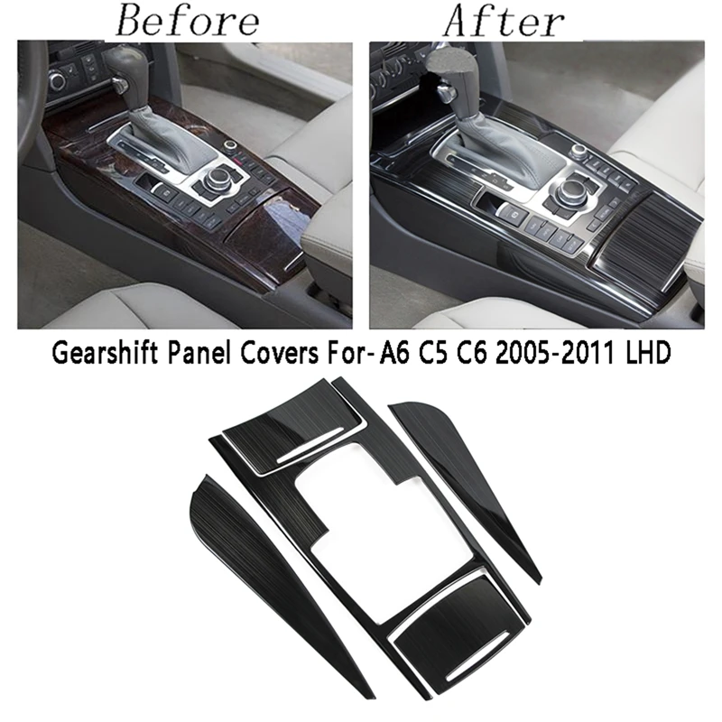 

Gearshift Panel Covers Multimedia Panel Decoration Handrest Gear Panel For- A6 C5 C6 2005-2011 LHD