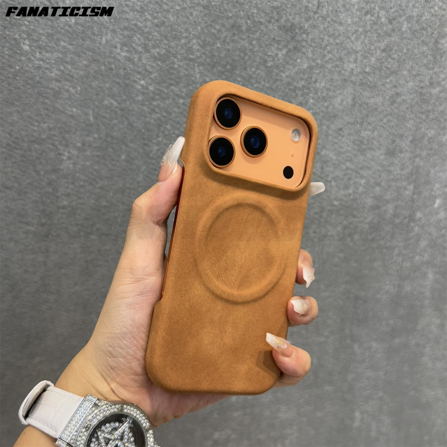

10pcs/lot Suede Lambskin Leather Magnetic Case For iPhone 17 Air 16 15 14 13 12 Pro Max Plus For Magsafe Wireless Charging Cover