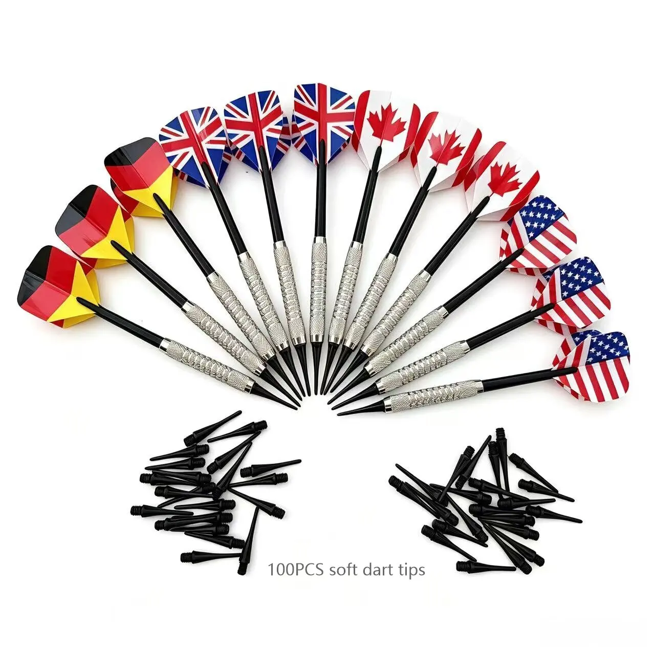 

WEDARTER 12 Pcs/Set Darts Professtional 14g Safety Soft Tipped Darts，100PCS dart tips，Suitable for electronic dartboards,gift