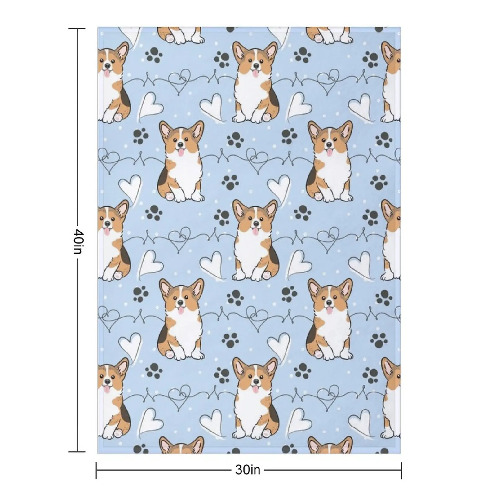 Love Corgi - بطانية رمي ثلاثية الألوان من سابل، بطانيات ناعمة لمصممي القيلولة الأشعث #3