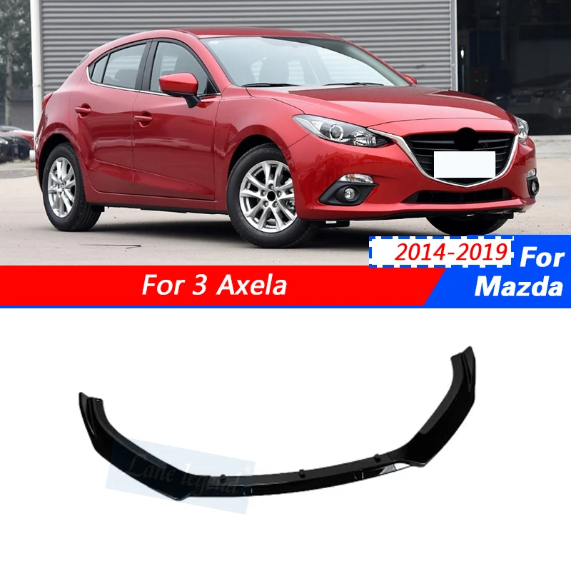 

Paint-proof Front Bumper Spoiler Lip Carbon Fiber Look/Gloss Black For Mazda 3 Axela 2014 -2018 Splitter Body Kit Plate