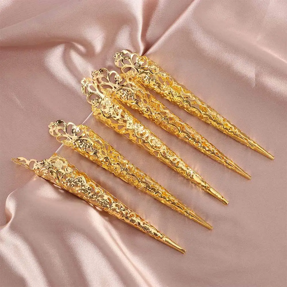 5 Pcs Ancient Queen Costume Nail Rings Set Knuckle Rings Finger Tip Protection Belly Dance Accessories