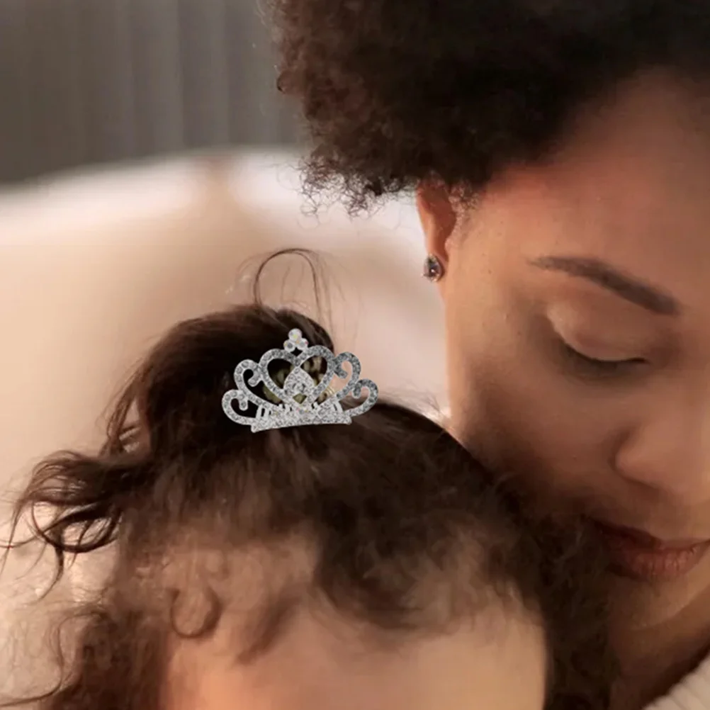 

2Pcs Crystal Crown Hair Combs Rhinestone Design Kids Dress School Performances Parties Photos Hair Accessories Birthday Holiday