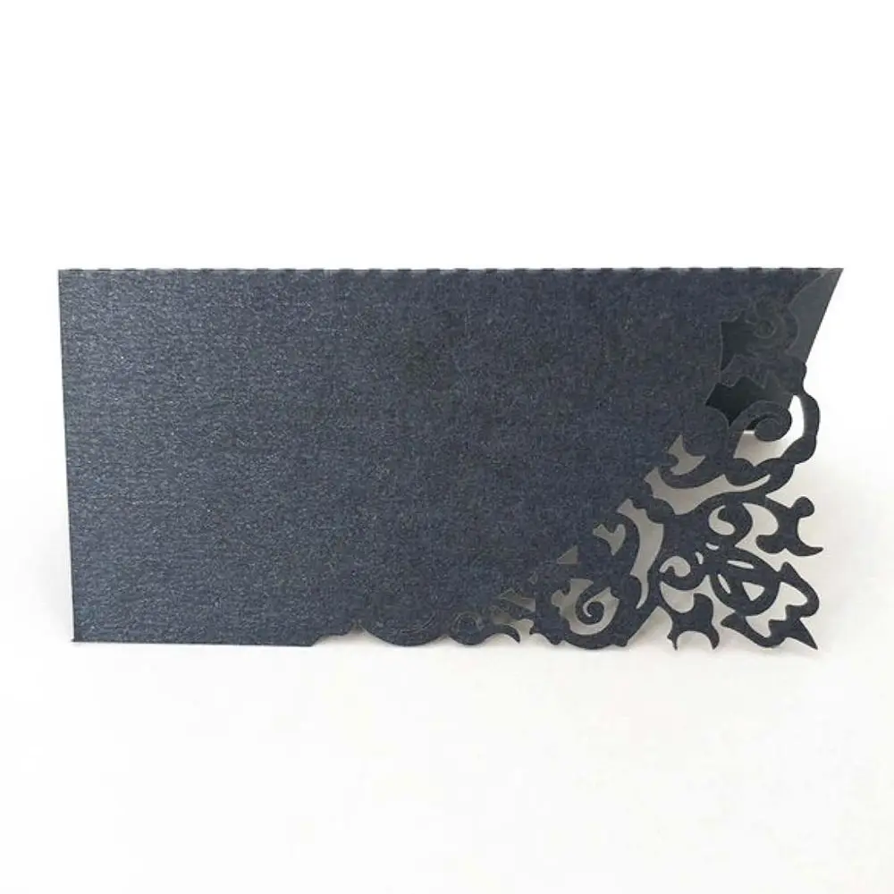 Tarjetas de lugar de mesa de boda cortadas con láser, tarjeta de asiento doblada en blanco, tarjeta de número de asiento de papel elegante, aniversario de boda, 10 Uds.
