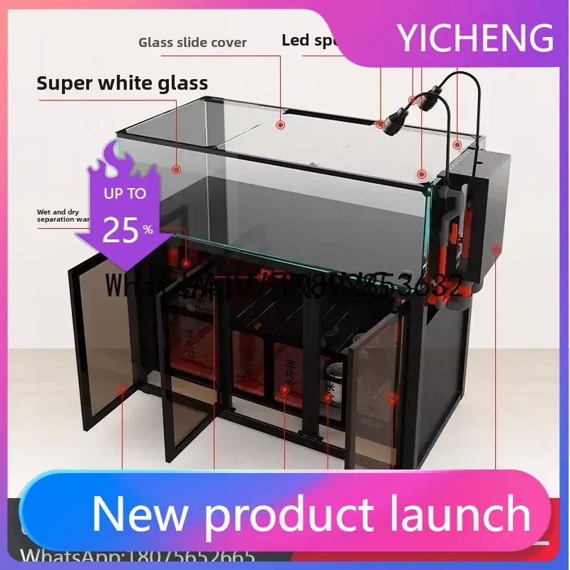 

Аквариум с фильтром для дна, из ультрапрозрачного стекла, для гостиной, экологический, для морской воды