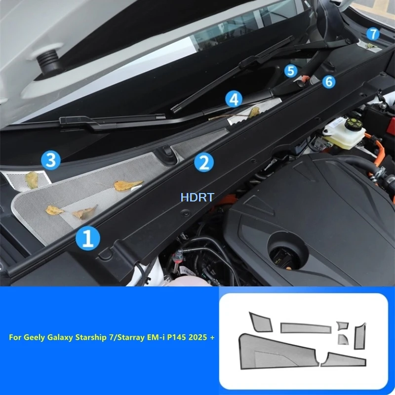 For Geely Galaxy Starship 7/Starray EM-i P145 2025 + Car Styling Front Engine Bonnet Compartment Hood Air Vent Outlet Dust Cover
