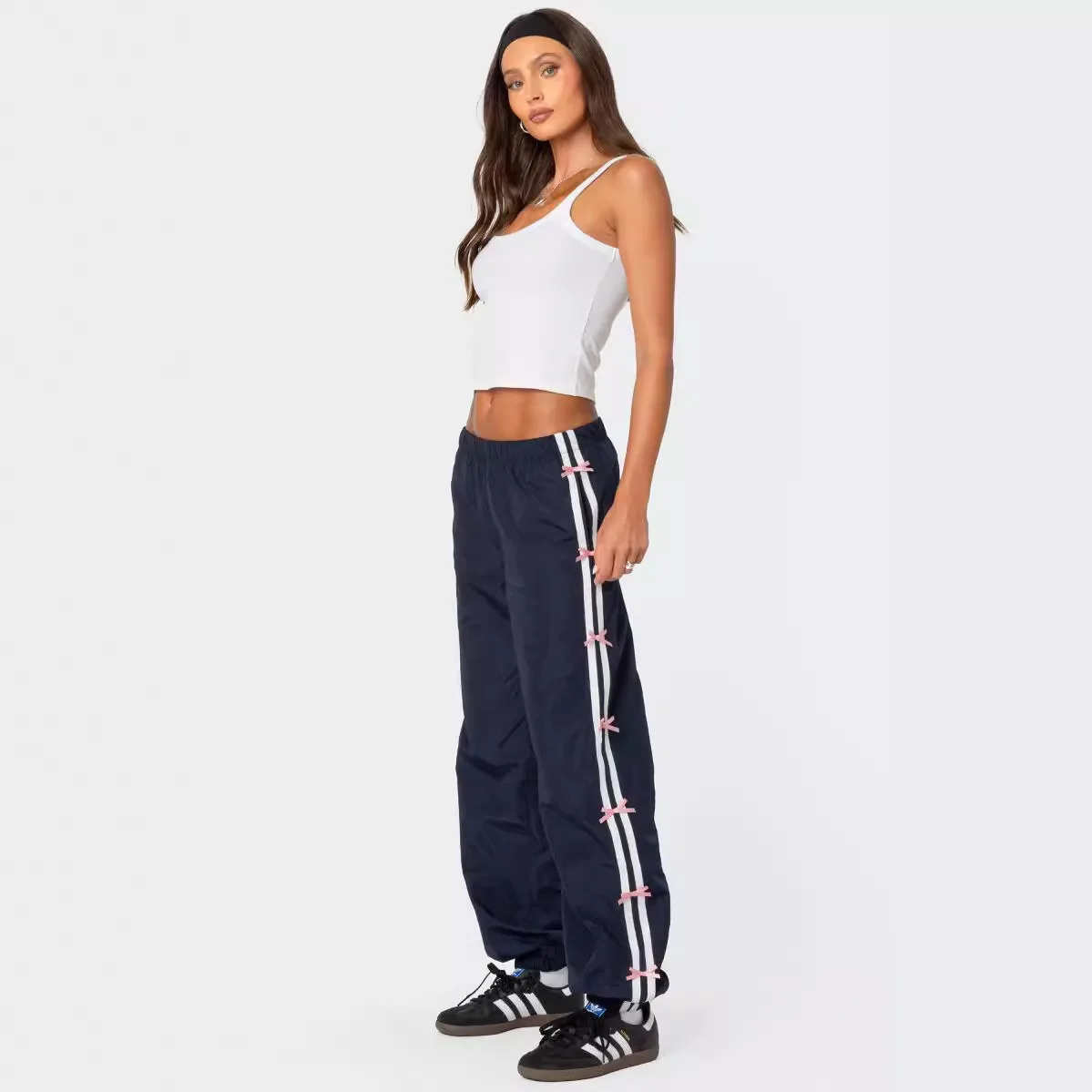 Y2k Women's Straight Leg Pants Casual Pants Striped Bow Work Pants Oversized School Outfit High Street Vintage Hip-Hop Punk Ootd