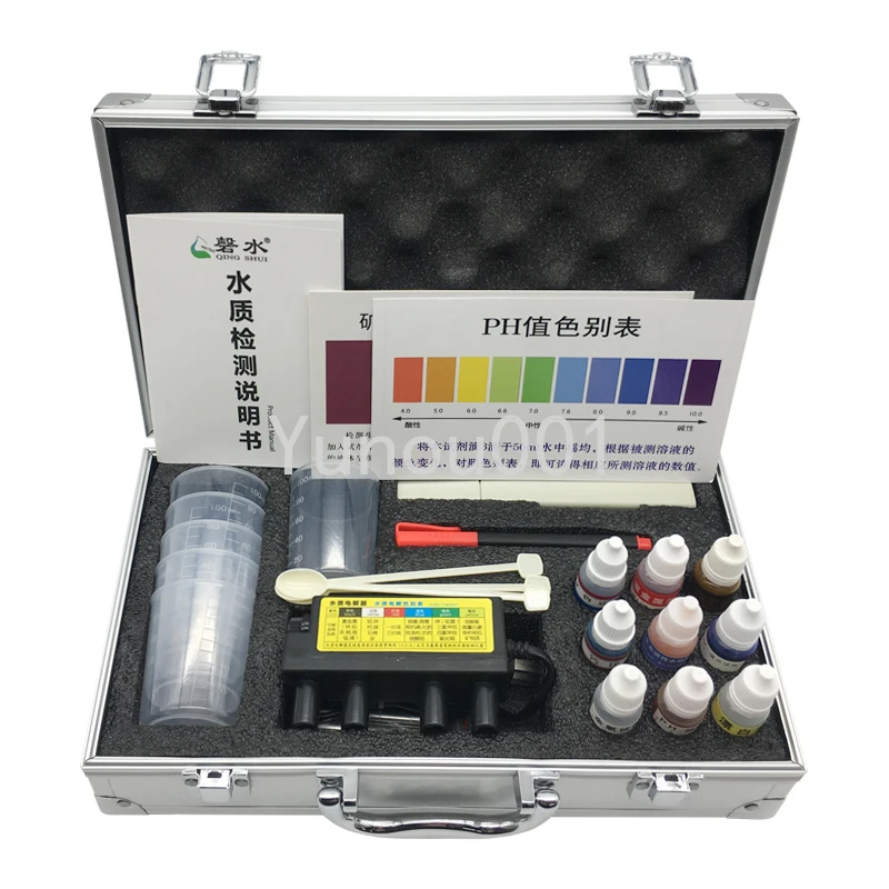 Water Quality Testing Toolbox TDS Testing Pen Electrolyser PH Residual Chlorine Calcium Magnesium Hardness Mineral Reagent Kit