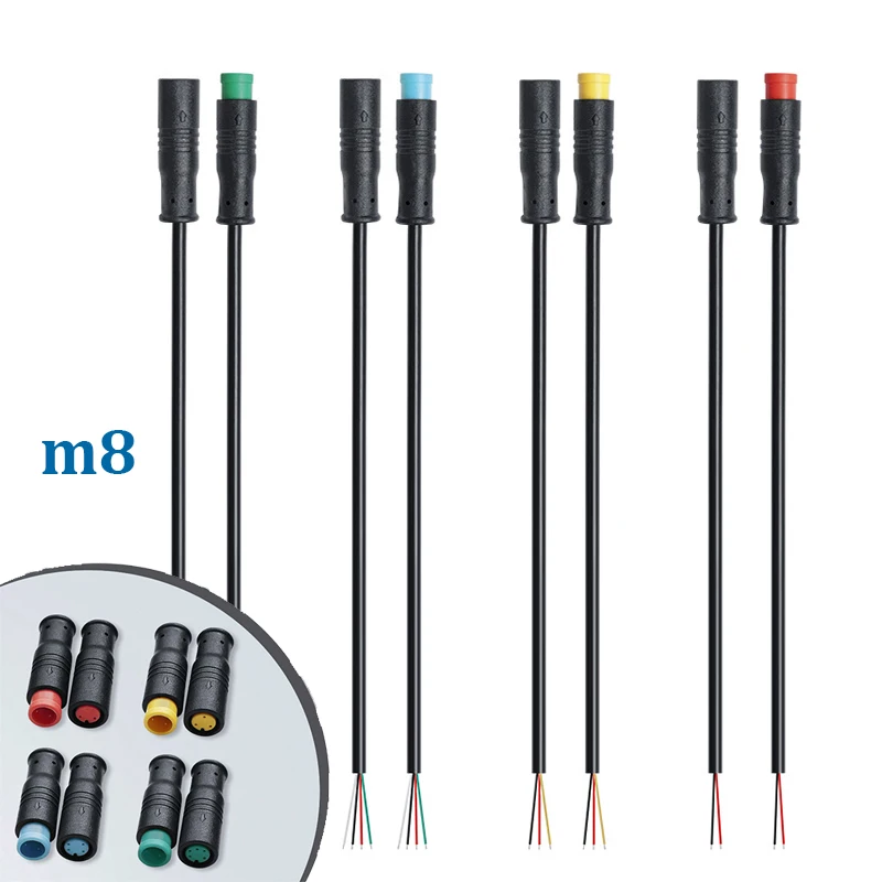 

M8 Waterproof Connector Cable, LED Outdoor Solar 2P 3P 4P 5P Male/Female Signal Sensor Power Connection Wire