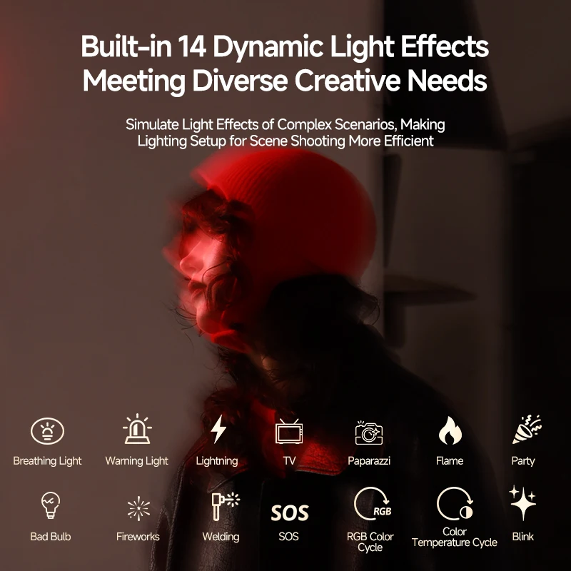 Miaotu Mini lampada tascabile portatile ad alta potenza da 40 W con luce per fotocamera RGB incorporata da 8000 mAh 2700-7000K CRI≥95