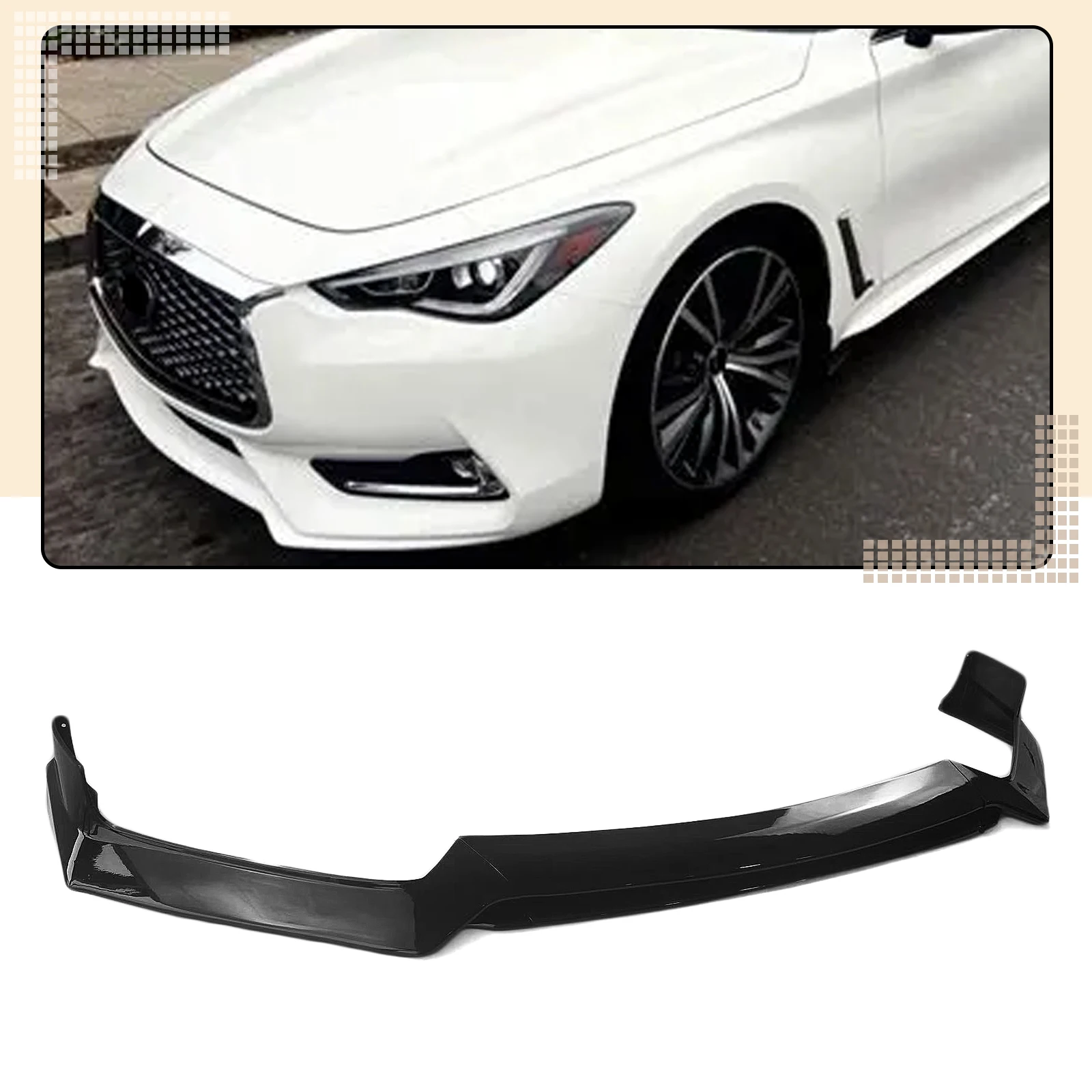 

3pcs Car Front Bumper Spoiler Lip Lower Splitter Blade For Infiniti Q60 2017 2018 2019 2020 2021 2022
