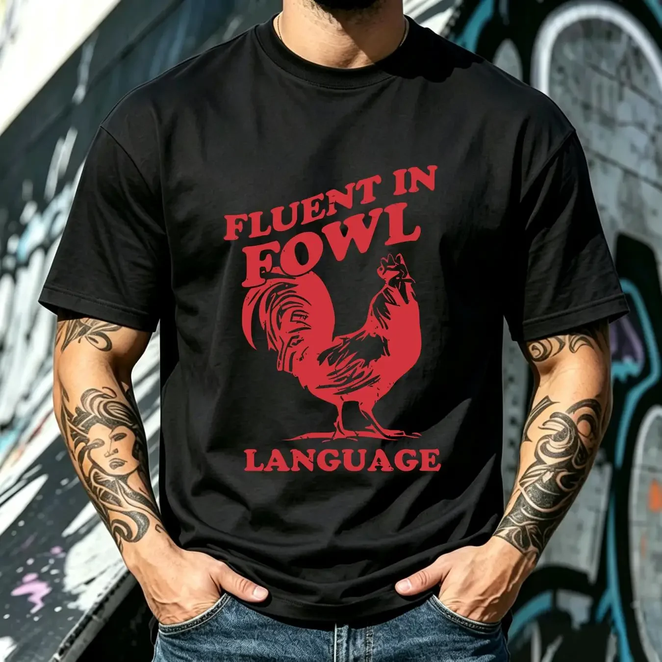 washed T Shirt Fluent In Fowl Language Top Funny Farming Mother Of Chickens Hen long or short sleeves vintage Washed