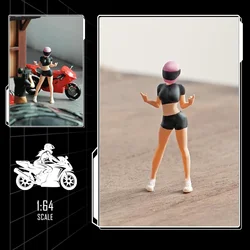 Resin 1:64 Scale Miniature Figure Standing Female Racer Figure Model Suitable for Miniature Scenes Landscape Sand Table Scene