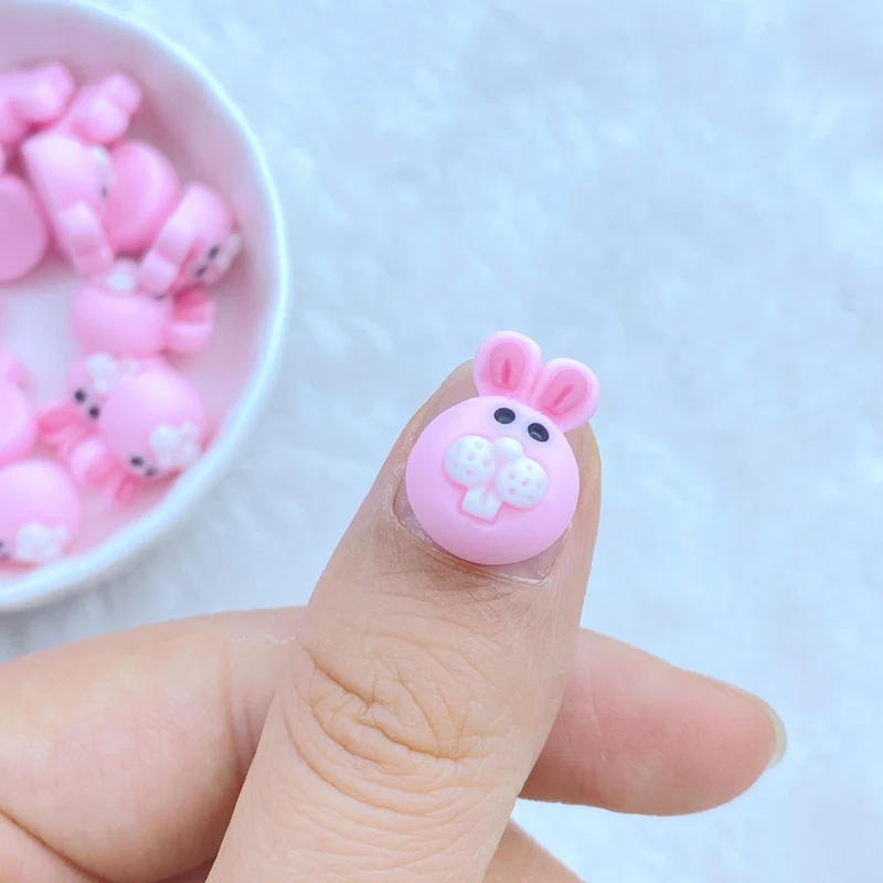 20pcs New Cute Mini Cartoon Pink Rabbit Nail Rhinestones Gems Glitter Nail Art Jewelry Manicure Nail Decoration Accessorie