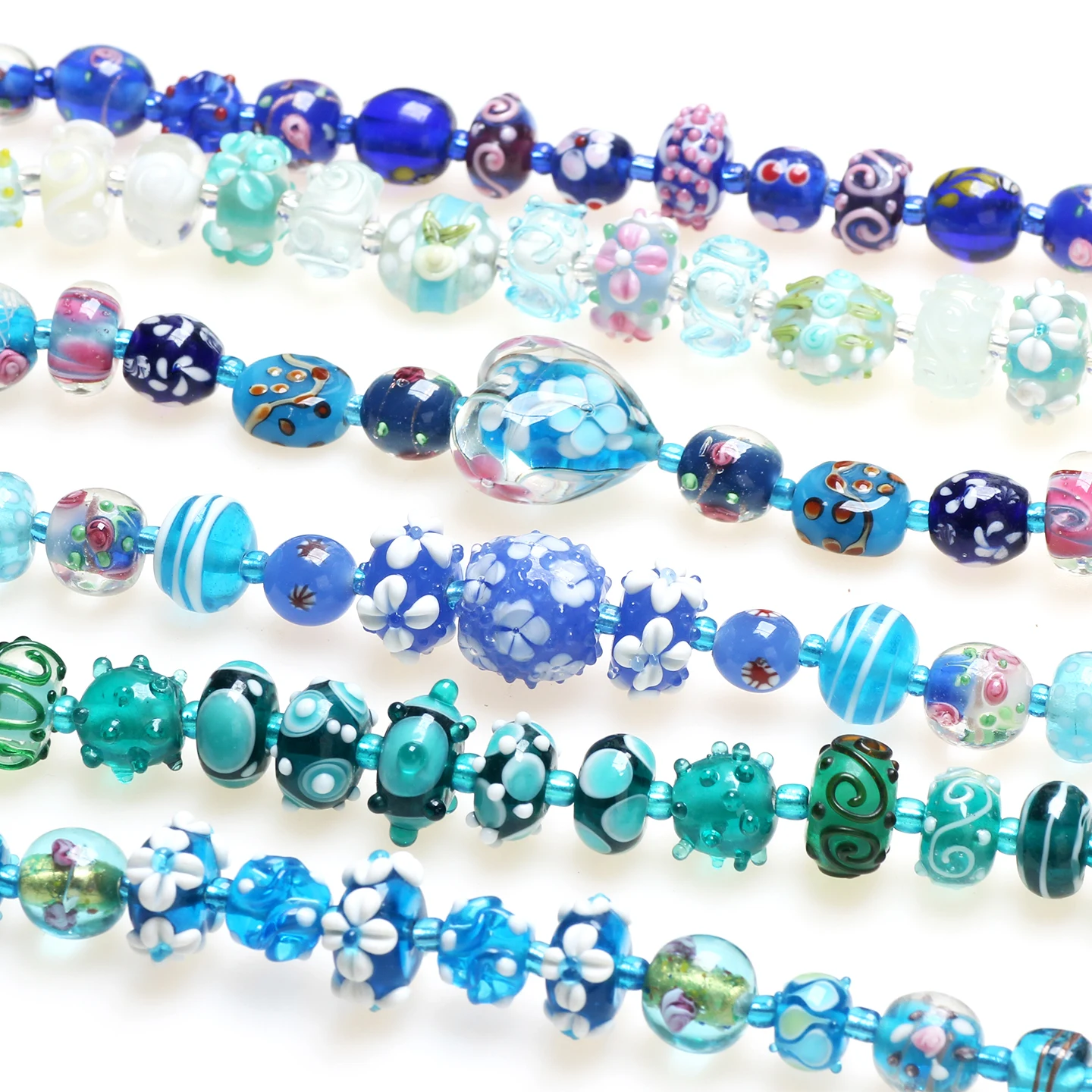 Lake blue 05 1set ! Handmade Romantic Lampwork Glass Loose Beads For Charm DIY Bracelets/Necklace Jewelry Making Accessories !