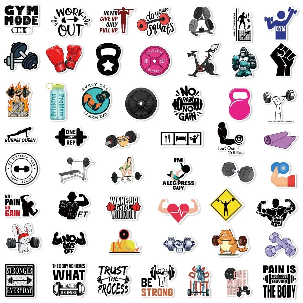 10/25/50pcs Gym Work Out Stickers Graffiti Fitness for Inspirational Quote DIY Water Bottle Phone Laptop Skateboard Helmet