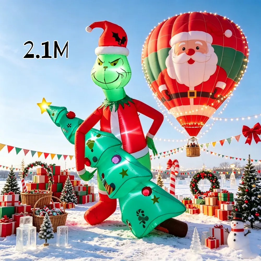Christmas 6.9FT Inflatable Christmas Tree Built-in LED Lights Suitable For Indoor And Outdoor Courtyard Square Lawn Decoration